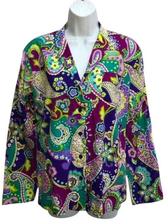 Vera Bradley Tops - Vera Bradley Colorful Paisley Lightweight Button Up Cotton Shirt - Women’s Small